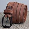 2025 Herren Rindsleder Gürtel Kaffee Schwarz Freizeitgürtel mit Metallschnalle Vintage Westernstil für tägliche Business-Outfits