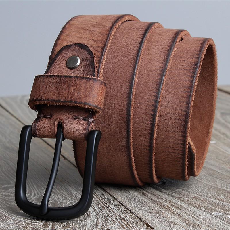 2025 Herren Rindsleder Gürtel Kaffee Schwarz Freizeitgürtel mit Metallschnalle Vintage Westernstil für tägliche Business-Outfits