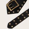 Punk Style Wide Belt with Gothic Eyelets Heavy Duty Faux Leather Unisex Fashion Accessory
