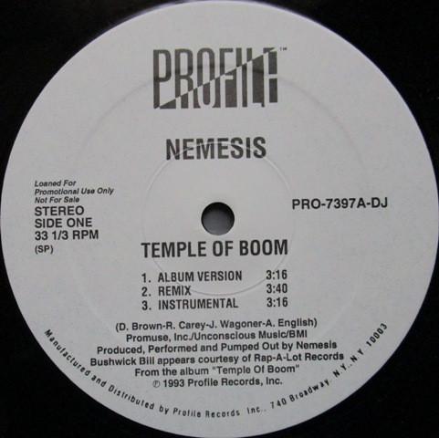 

12inch Record NEMESIS 3 Temple Of Boom Str8 Jackin PRO7397 Profile Records 1993 US Rap HipHopRB Used