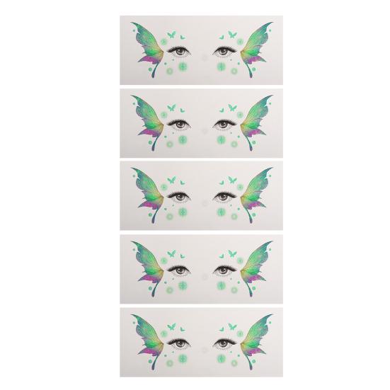 5 Sheets Glitter Butterfly Eye Stickers, Temporary Face Tattoos for Kids, Cartoon Decals for Festival Makeup, Party Decor