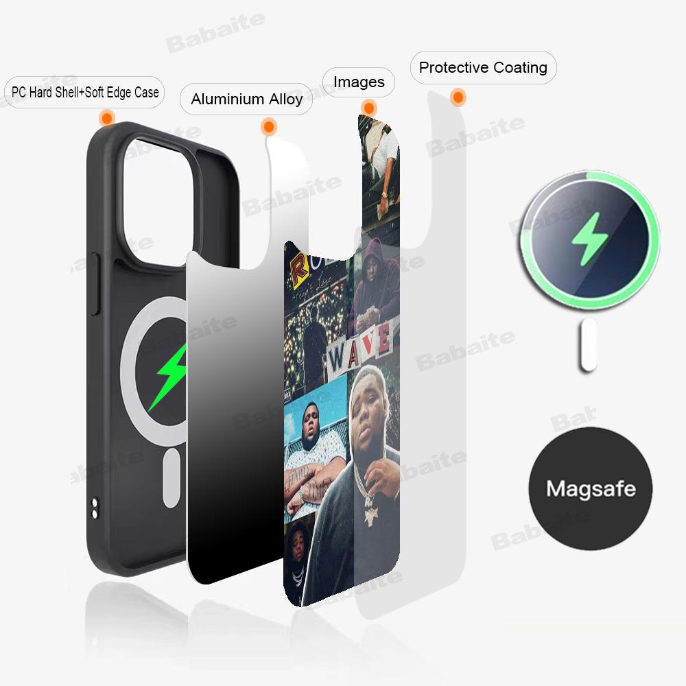Rod Wave Rapper Cool Man Phone Case Magnetic Case For IPhone 16 14 13 12 11 15 Pro Max Plus For Magsafe Wireless Charge Cover