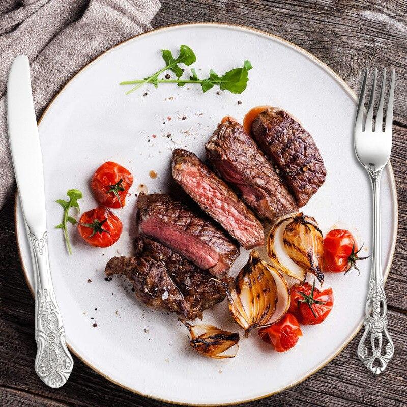Royal Tableware Set Embossed Retro Stainless Steel Knife, Fork, Spoon Hotel Western Food Knife, Fork CST