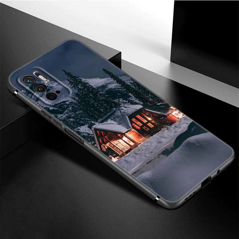 Landscape Winter Light Snow Phone Case For Xiaomi Redmi Note 11 10 9 8 Pro 11T 5G 10T 10S 9S 9T 9i 9C 9A 8T Soft TPU Black Cover