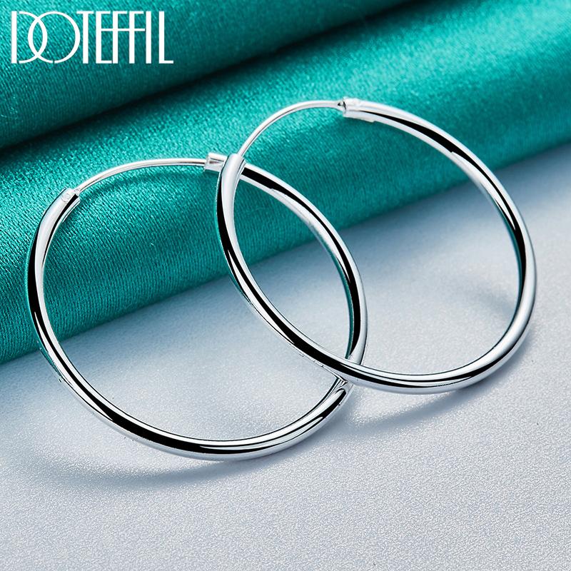 Silver Fashion Jewelry 50mm Round Hoop Earrings