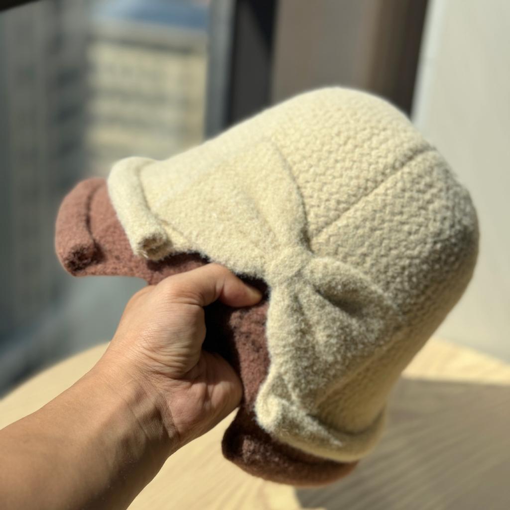 New Korean Style Slit Bow Fisherman Hat for Women Autumn and Winter Warm Basin Hat Fashionable and Versatile Ponytail Hat