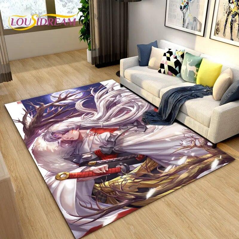 Inuyasha Japan Anime Cartoon Area Rug,Carpet Rug for Living Room Bedroom Sofa Doormat Decoration,Kids Play Non-slip Floor Mat