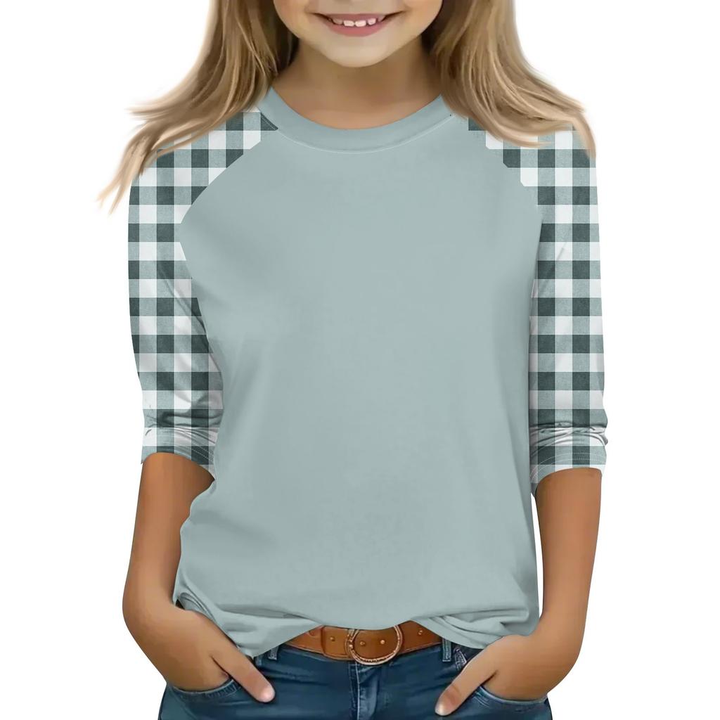 Topy pro dívky 4-16 let, kulatý výstřih, 3/4 rukávy, trička, moderní topy, outfity, trička