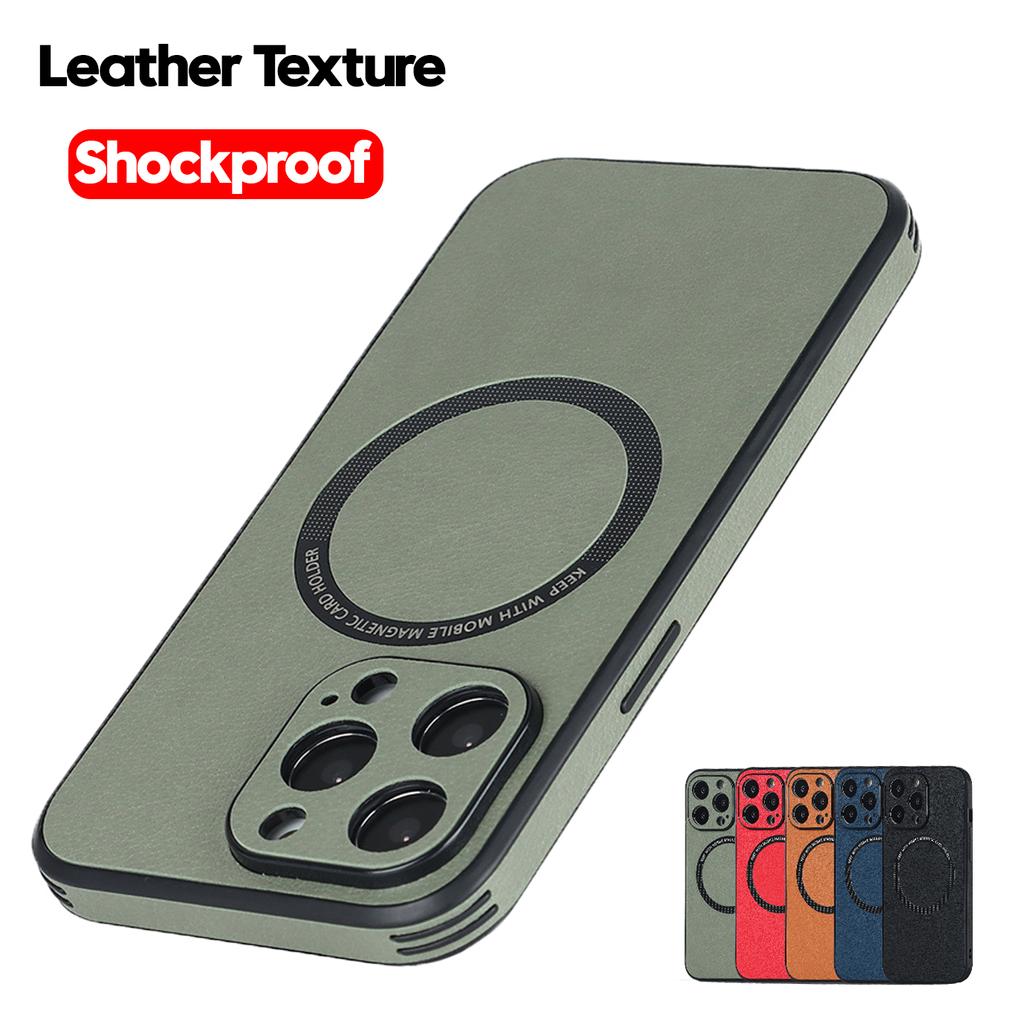 Prémiová kožená textura pro Magsafe Magnetic Wireless Charger Case for Iphone 14 13 12 11 Pro Max Mini X Xs Xr 7 8 Plus Se Cover