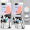 Creative Coconut Sunset Pattern Case For Samsung Galaxy Z FlIP 7 FE 6 5 Z Flip7 Flip6 Flip5 Luxury Plating PC+PU Leather Hybrid Folding Phone Cover