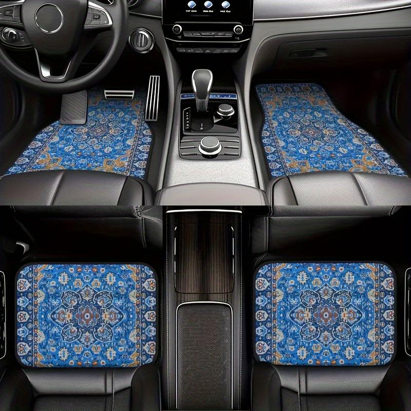 4pcs Bohemian Vintage Car Floor Mats, Universal Fit, Durable, Non-Slip Backing, Easy to Clean,Interior Accessories