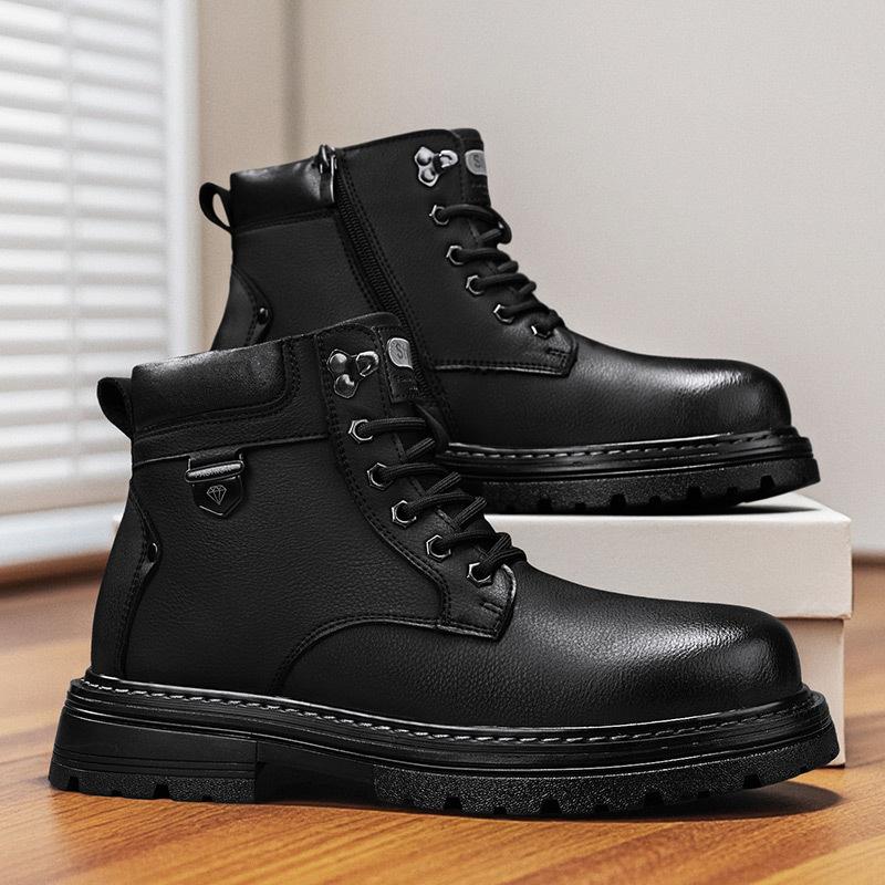 Mens Soft Elastic Winter Warm Winter Cold Padded Snow Boots Thick-soled Non-slip Wear-resistant Outdoor Leisure Sports Running Martin Cotton Boots