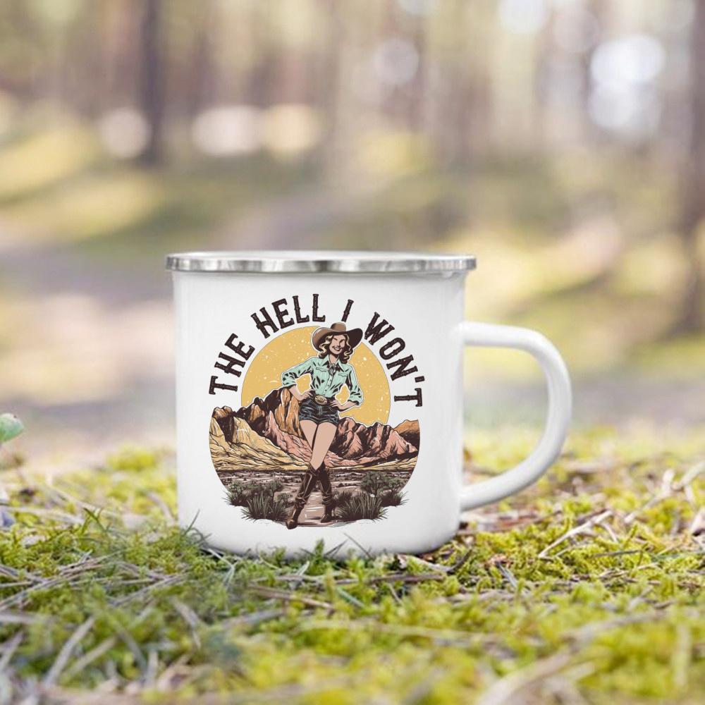 Life Is Better By The Campfire Printed Camper Mugs Camping Enamel Mug Adventure Campfire Party Beer Juice Cup Gifts for Camper 360ml