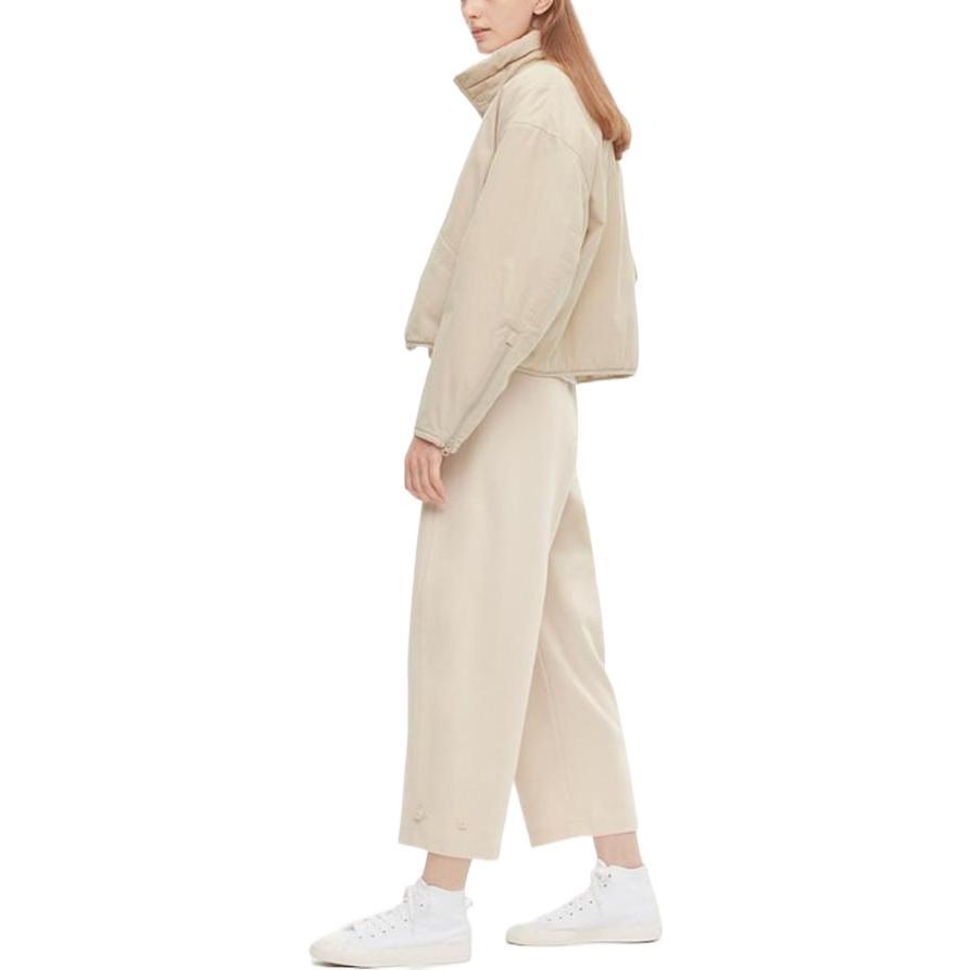UNIQLO Solid Color Stand Collar Single Breasted Jacket Women jackets Beige 452224-30