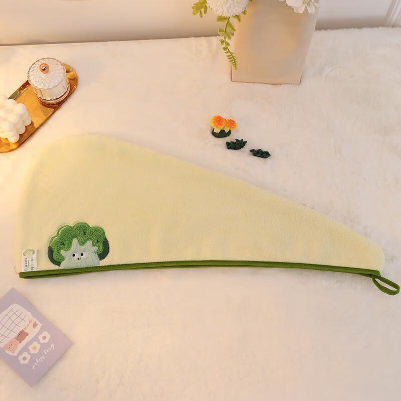 Fumade Coral Fleece Quick-Dry Hair Towel (Vegetable Design)