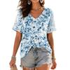 Camicetta da Donna con Scollo a V, Manica Corta, Stampa, Leggera, per Uso Casual Estivo