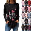 Tee Shirts For Women Fall Casual Long Sleeve Shirts Sweatshirt Vintage Graphic Printing Top Pullover Valentine's Day