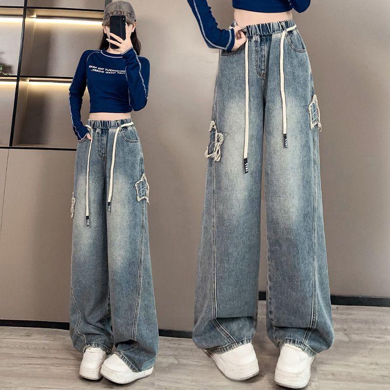 

Women s Plus Size Loose High-Waisted Wide-Leg Jeans, Slimming Student Fit M, below 100 lbs