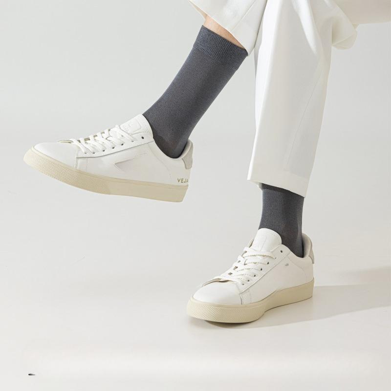 Mulberry Silk Men's Summer Thin Mid-calf Socks 10A Antibacterial Cool White Boneless Summer Anti-odor Long Socks