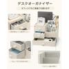 VLANDO Desk Organizer, PVC Leather, Three Drawers, Small Item Storage, Cosmetic Storage, Office,