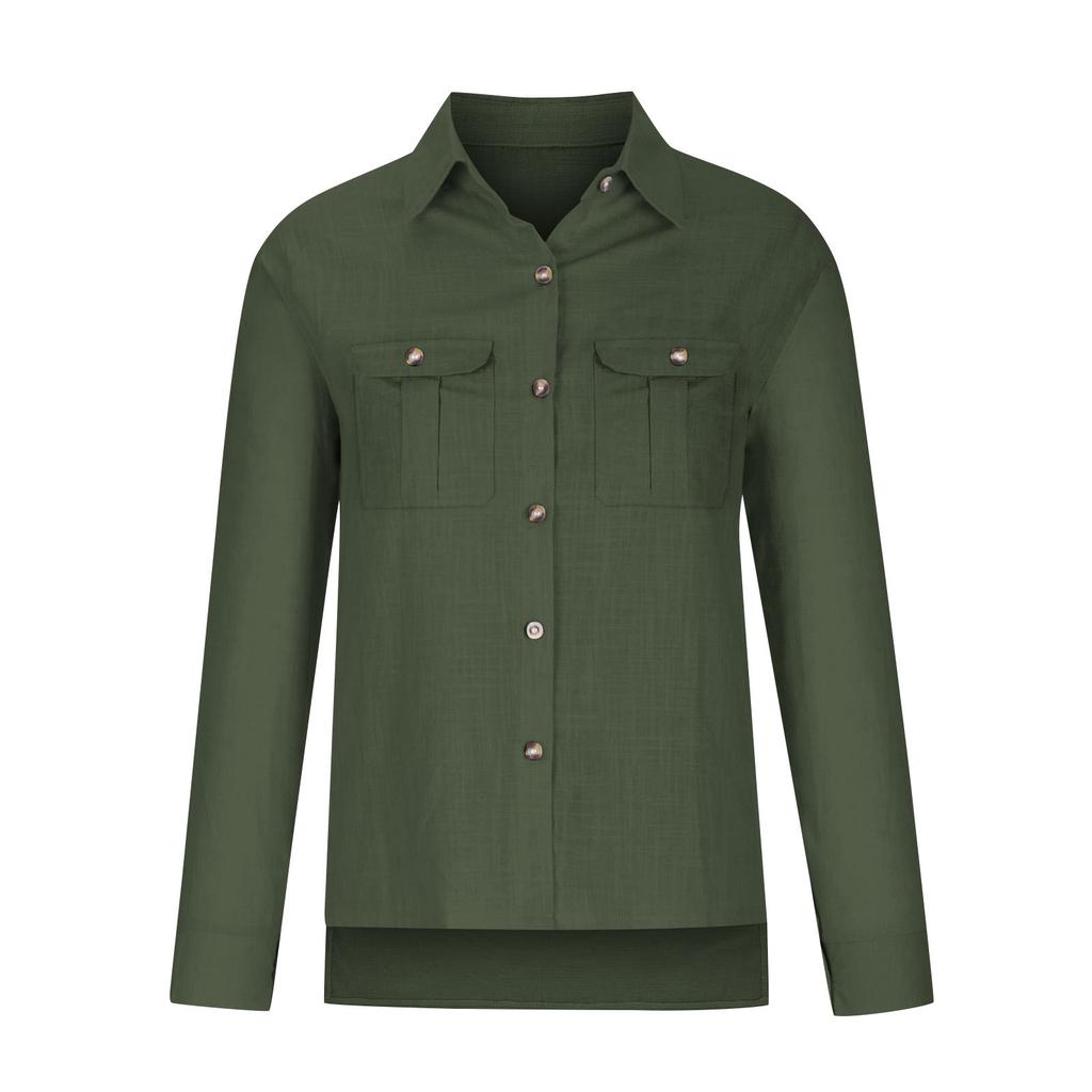 Camicia Casual da Donna a Maniche Lunghe con Bottoni Colorata Larga Taglia Grande