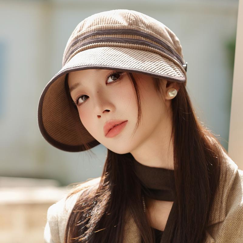 Hat women's autumn and winter casual cap outdoor travel sunshade bucket hat small equestrian hat