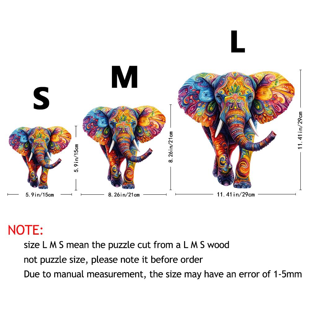 "Elephant Wooden Puzzle | Irregular Shapes & Mixed Colors • Family & Party Game • Focus Training Toy for Boys & Girls • Perfect
