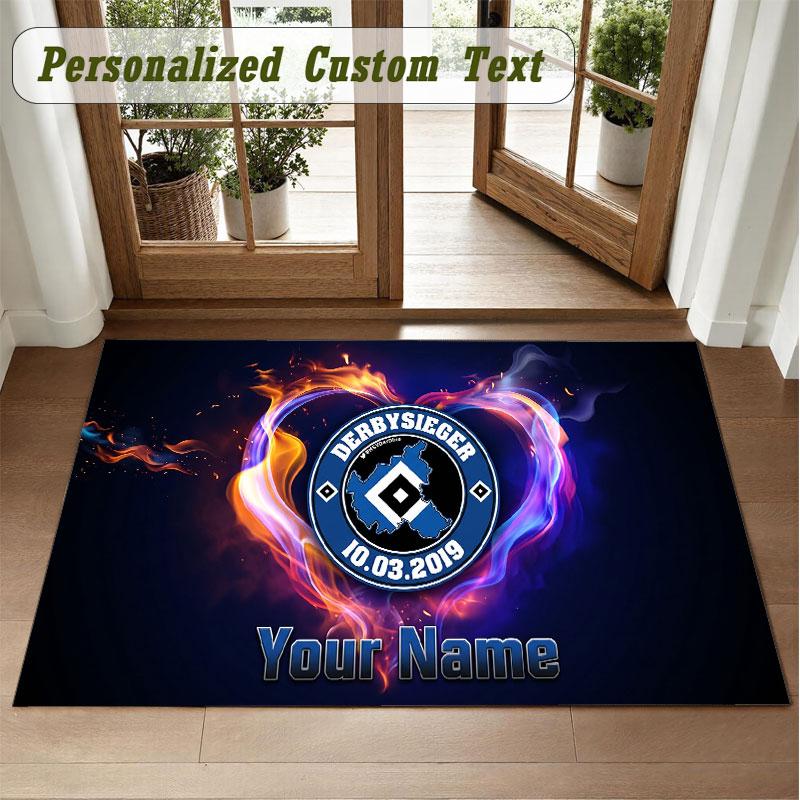 Crystal Velvet Square Rug Custom NameHamburger SV Pattern Non Slip Home Floor Decor Rug