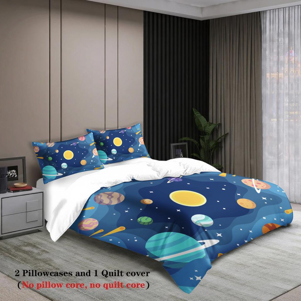 3Pcs Space Planet Bedding Sets 3D Printed Cosmic Universe Duvet Cover Sets With Pillowcases No Filling