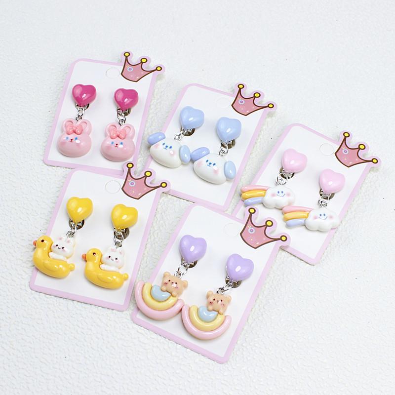 Painless Clip-On Princess Earrings for Girls – Cute Cartoon Dangle Jewelry Gift