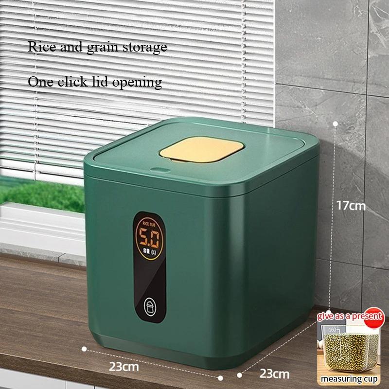 5KG Haushalts-Reisspender Frisches Design Insektensicherer Getreidebehälter mit Messbechern zur Organisation der Küchenvorratskammer