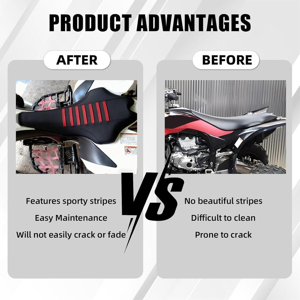 ATV Seat Cover Non-Slip Soft Waterproof for YFZ450R 2009-2024 YFZ450R SE 2013-2024 YFZ450X 2010-2011 YFZ450X SE 2010-2012, High Elastic Leather Black
