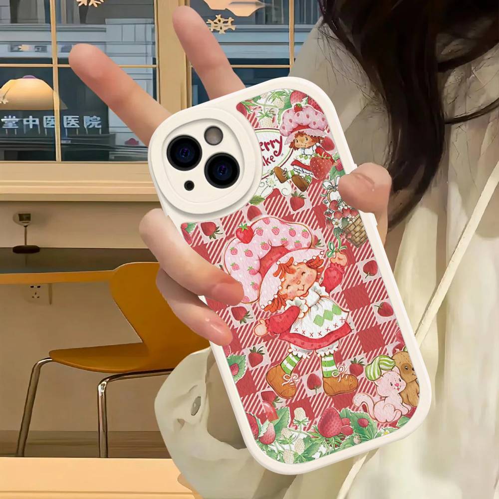 Mädchen Rosa Erdbeer S-Shortcake Handyhülle Für IPhone 11 12 13 14 15 16 Pro Max Plus Lederhülle