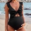 Maternity One Piece Swimsuit Conservative Solid Color For Women Beach Pool