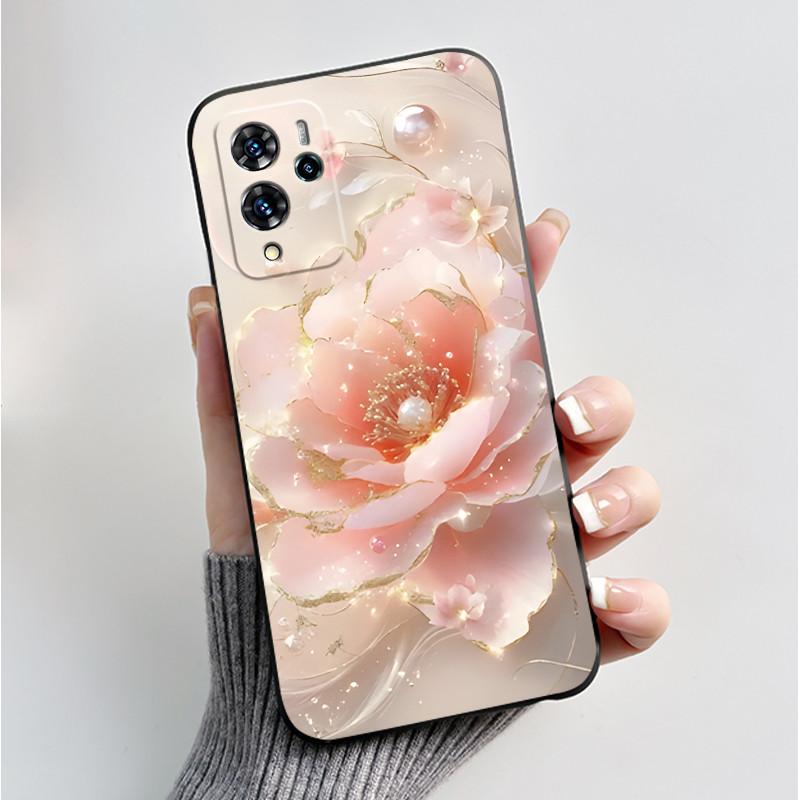 For ZTE V40 Pro 9046 Case Black Jelly Soft Silicone TPU Butterfly Flowers Pattern Phone Casing For ZTE Blade V40 Pro Back Cover