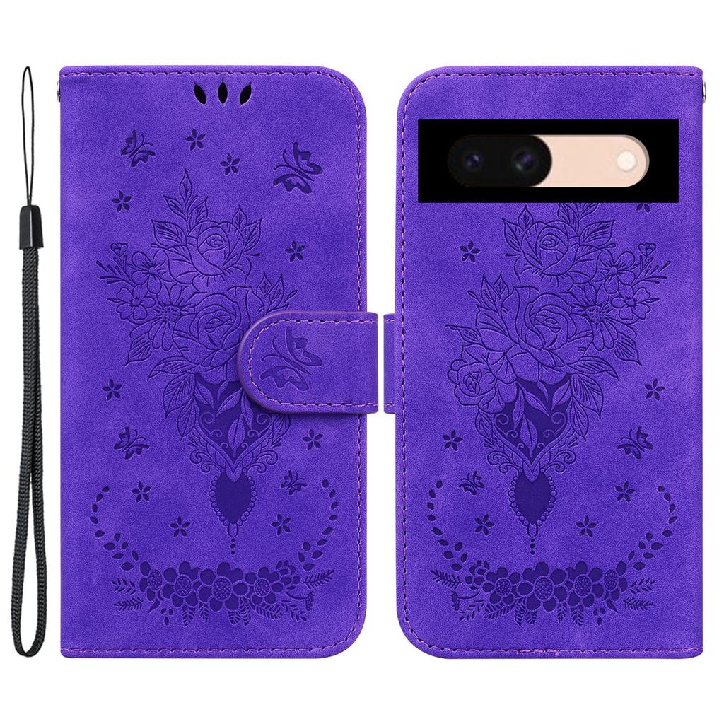 Etui na Google Pixel 8a PU Skóra+TPU Wytłaczane Etui na Telefon ze Wzorem Kwiatowym