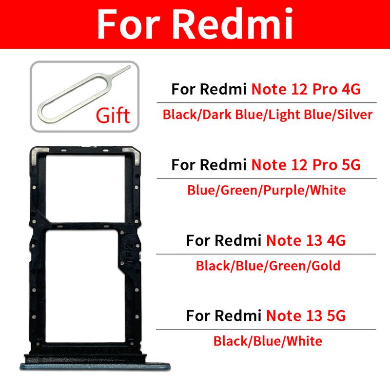 2 шт./лот Подходит для мобильного телефона Xiaomi Redmi Note 13 12 Pro 4G 5G Новый Боковой лоток для SIM-карты Держатель слота для чипа Карман