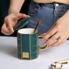 Mug à café en céramique de style nordique avec couvercle et cuillère