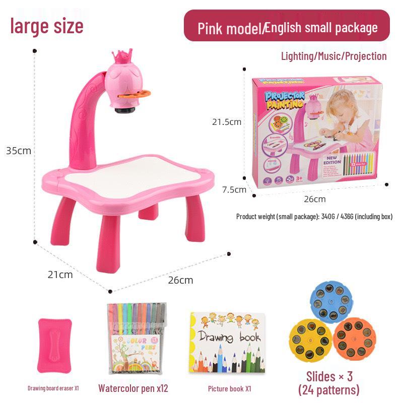 Multifunctional Cartoon Deer Projection Drawing and Writing Table Toy Set for Kids