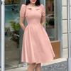 ZANZEA Damen Casual Sommerkleid mit quadratischem Ausschnitt, kurzen Ärmeln und A-Linien-Schnitt