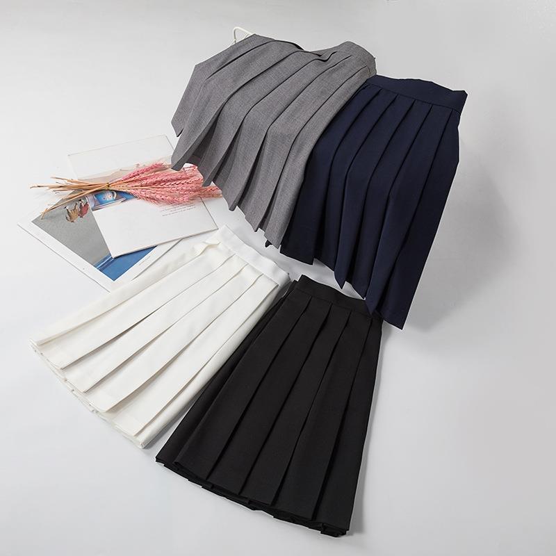 

Original Japanese School Style A-Line Pleated Midi Skirt for Women Medium