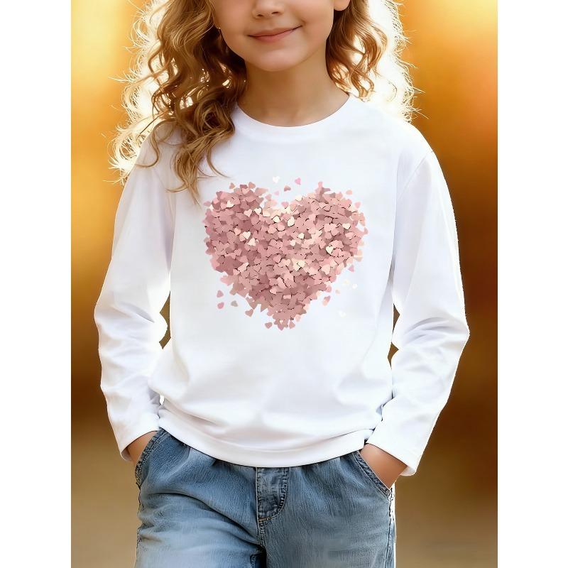 European Sizes Kids' Athletic Cartoon Print Round Neck Top, Cute Top Suitable for Daily Casual, Holiday Dressing Essential, Kids' Holiday Gift Choice