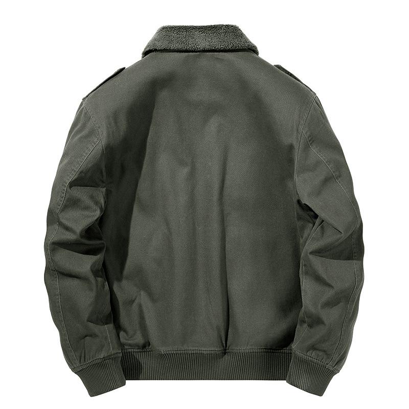 Winter lamb wool jacket men's thickened fur collar plush tooling cotton-padded jacket men's jacket casual
