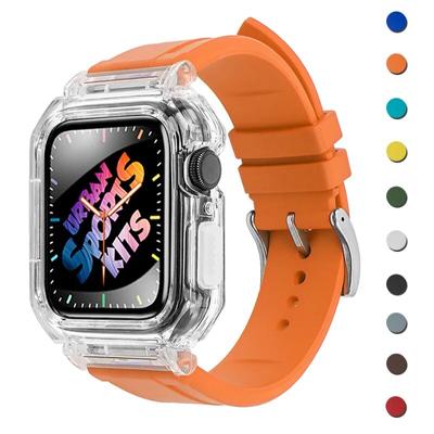 Sports Bracelet For Apple Watch Band 44mm 45mm Mod Kit Rubber Luxury Transparent Silicone Case for Iwatch Series 8 7 6 SE 5 4
