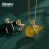Lucky Bag Gourd Pendant Clip for DIY Amber Jade Silver Accessories