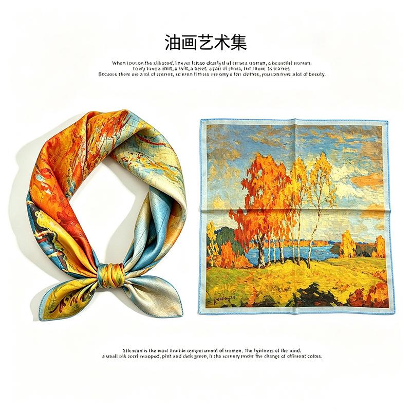 [111 mulberry silk] Korean version of classic cashew nut flower bag headscarf, small square scarf, shirt, suit, thin silk silk scarf