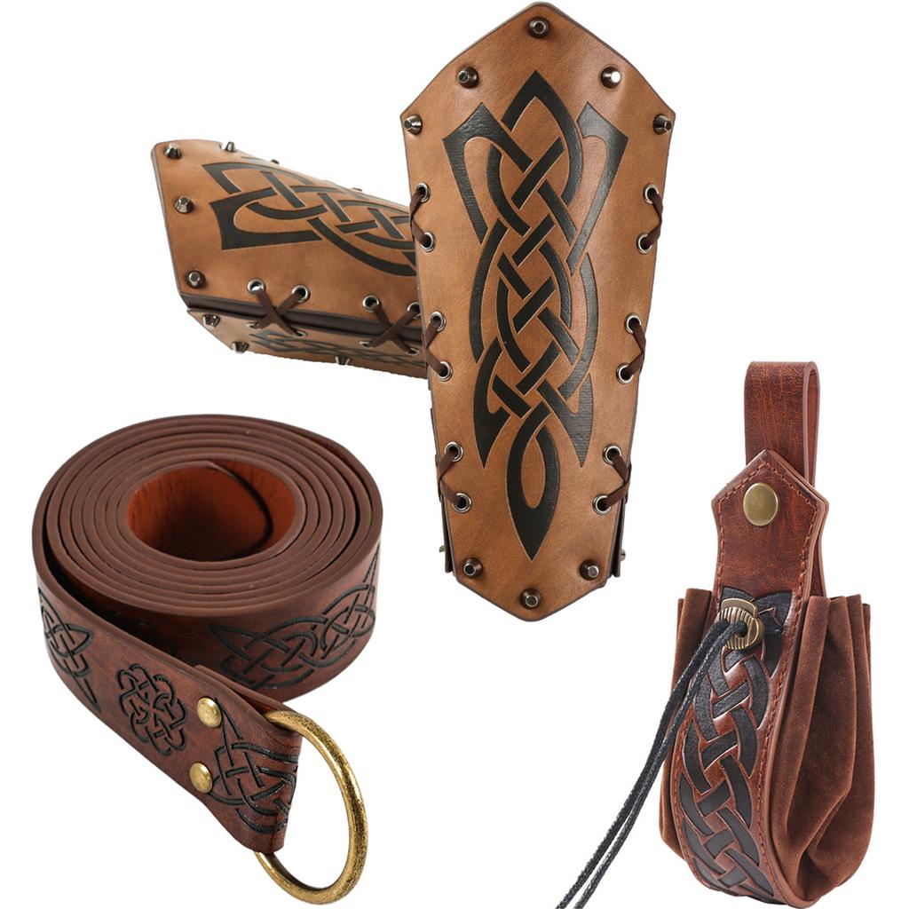 Knight Arm Gauntlets Leather Belt  Vintage Arm Guards Halloween Cosplay Costume
