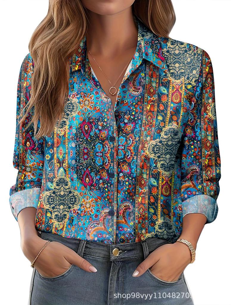 Women's Shirt Printed Floral Loose Shirt Women's Top