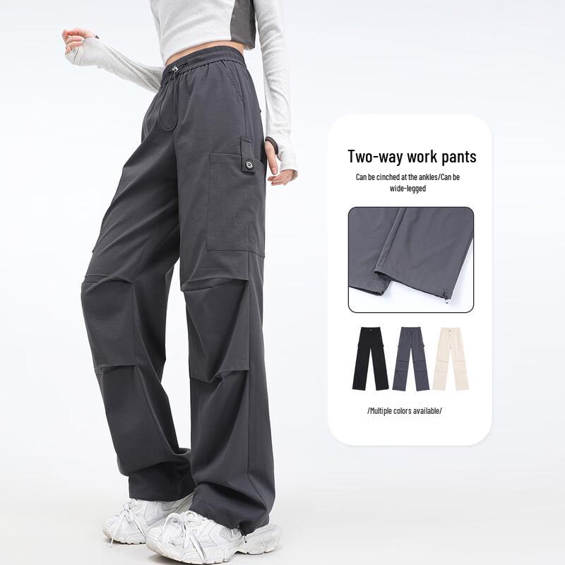 Handu Yishe Women's Convertible High-Waist Loose Cargo Wide-Leg Pants