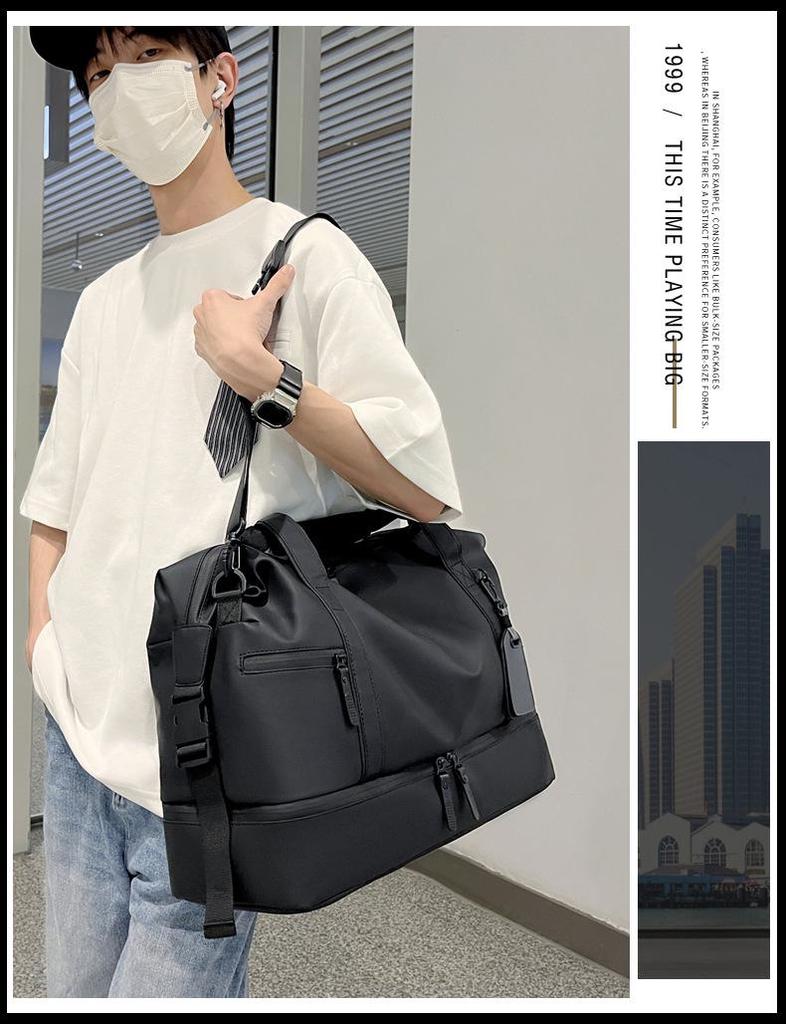 Unisex Large Capacity Fitness Bag with Wet-Dry Separation for Sports and Travel